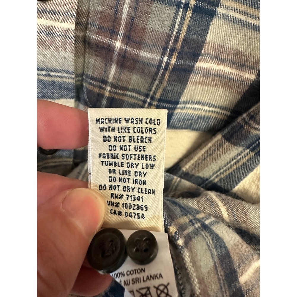 LL Bean Relaxed Fit Flannel Shirt Womens XS Blue Cream Brown Plaid 508276 - Picture 7 of 8